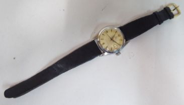 A Tudor Oysterdate stainless steel cased wristwatch, faced by an Arabic and baton dial with a date