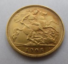 An Edward VII half sovereign, St George on the obverse  1905