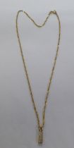 A 9ct gold pendant necklace, set with white stones