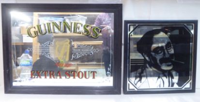 Mirrors: to include a Guinness advertising example, in a black painted frame  12" x 19"