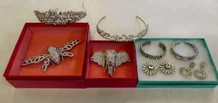 Paste jewellery: to include a Butler & Wilson oversize elephant head brooch; a similar bee; and