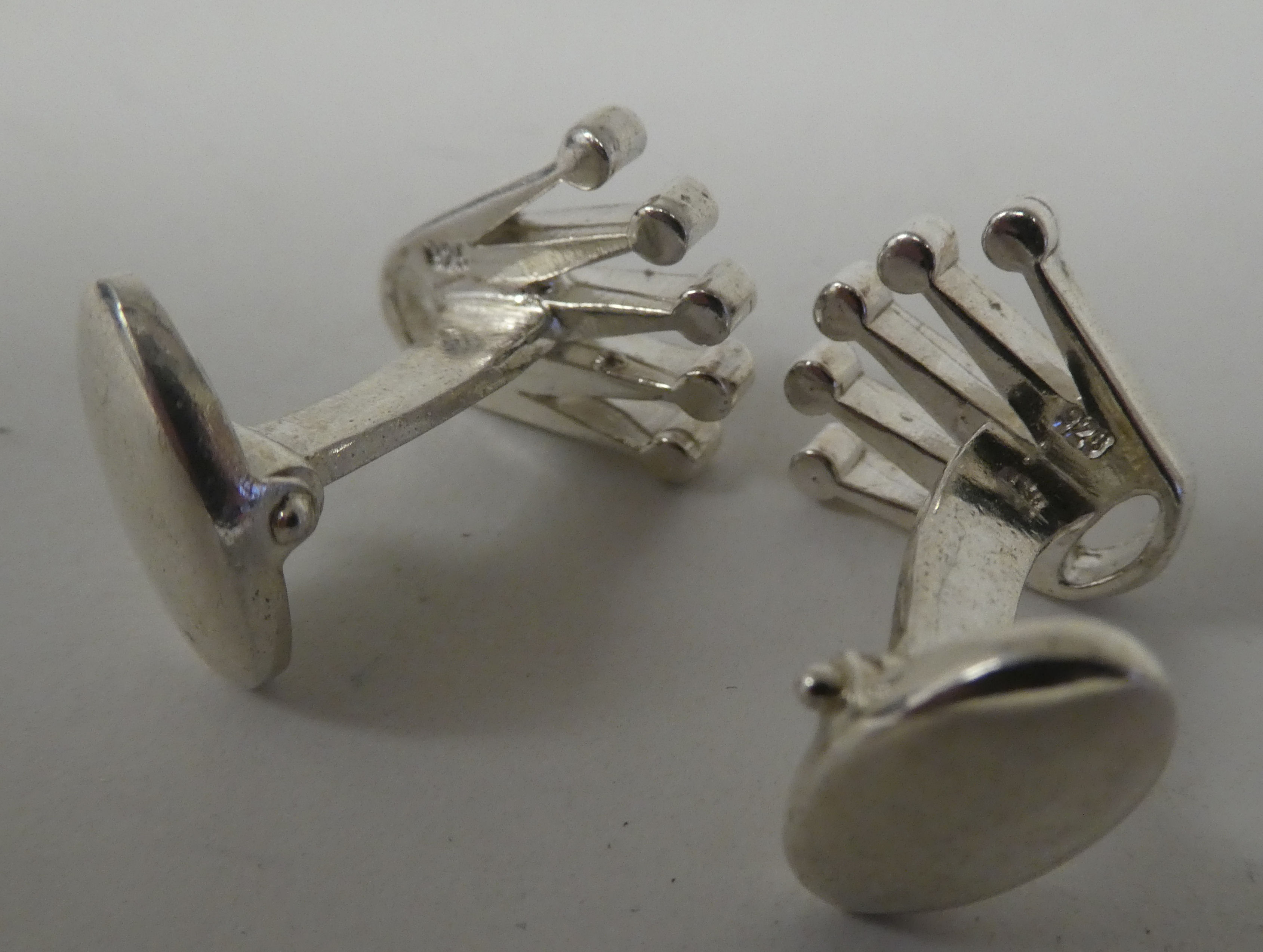 A pair of silver coloured metal crown top cufflinks  stamped 925 - Image 2 of 2