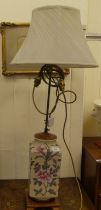 A modern Chinese porcelain table lamp, decorated with flora  30"h