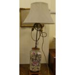 A modern Chinese porcelain table lamp, decorated with flora  30"h