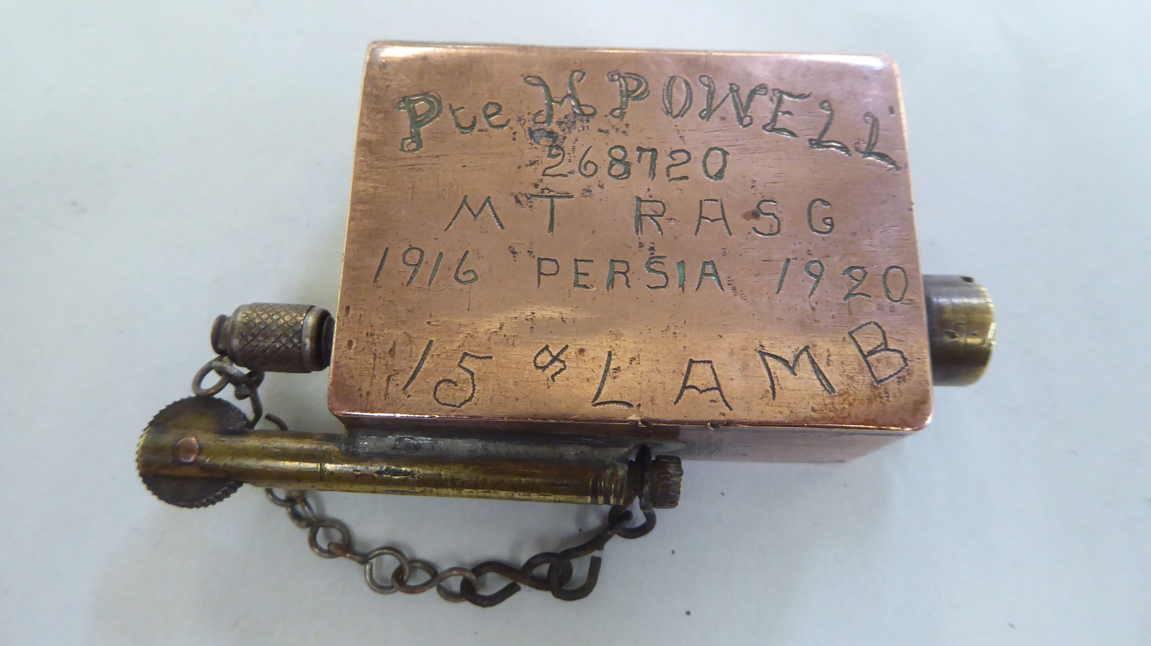 A World War II period trench art copper lighter - Image 3 of 6