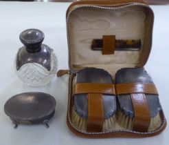 Silver collectables: to include a ring box with a hinged lid  indistinct marks