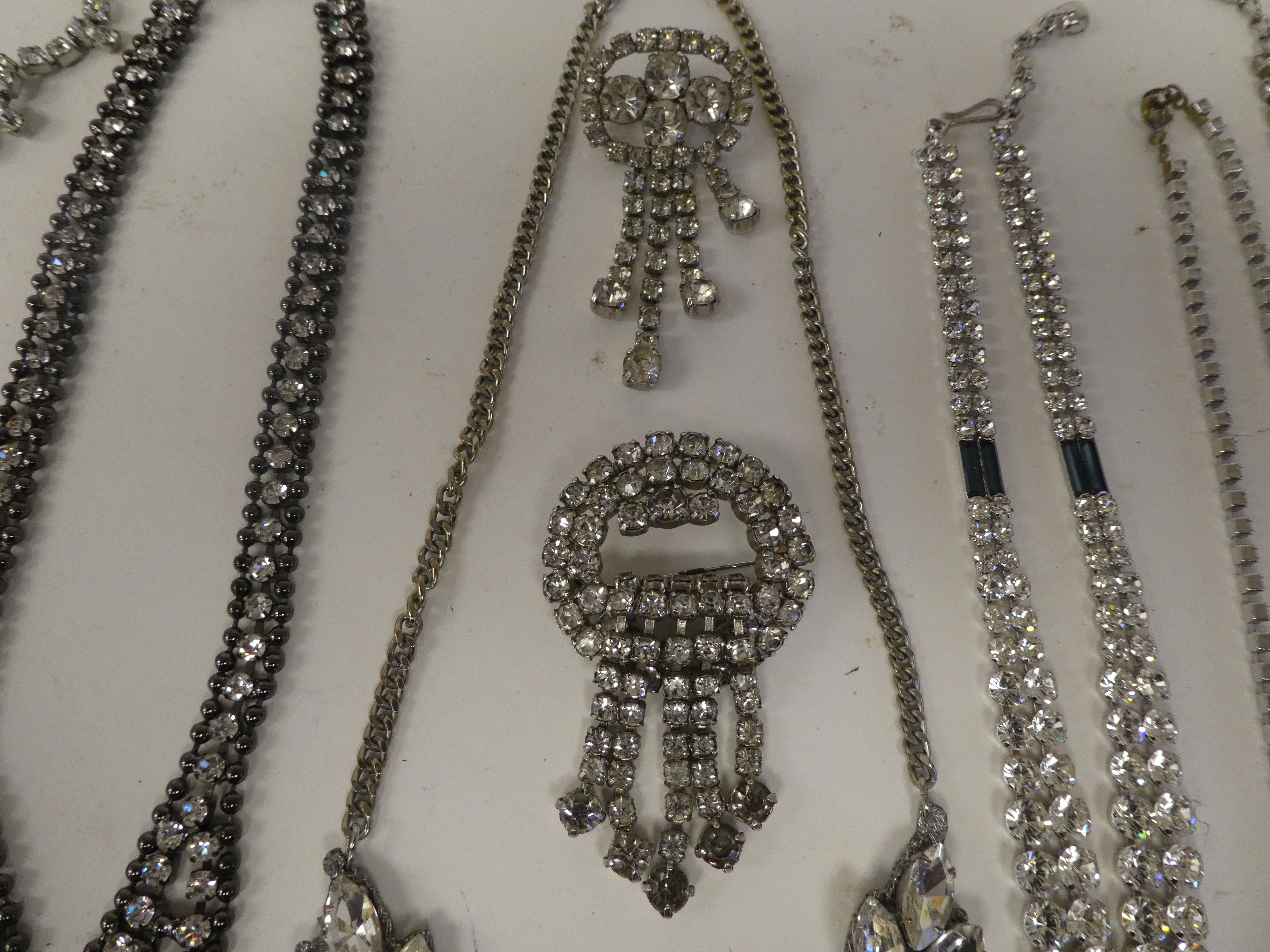 Costume jewellery, mostly paste set: to include bracelets; necklets; and earrings - Image 5 of 9