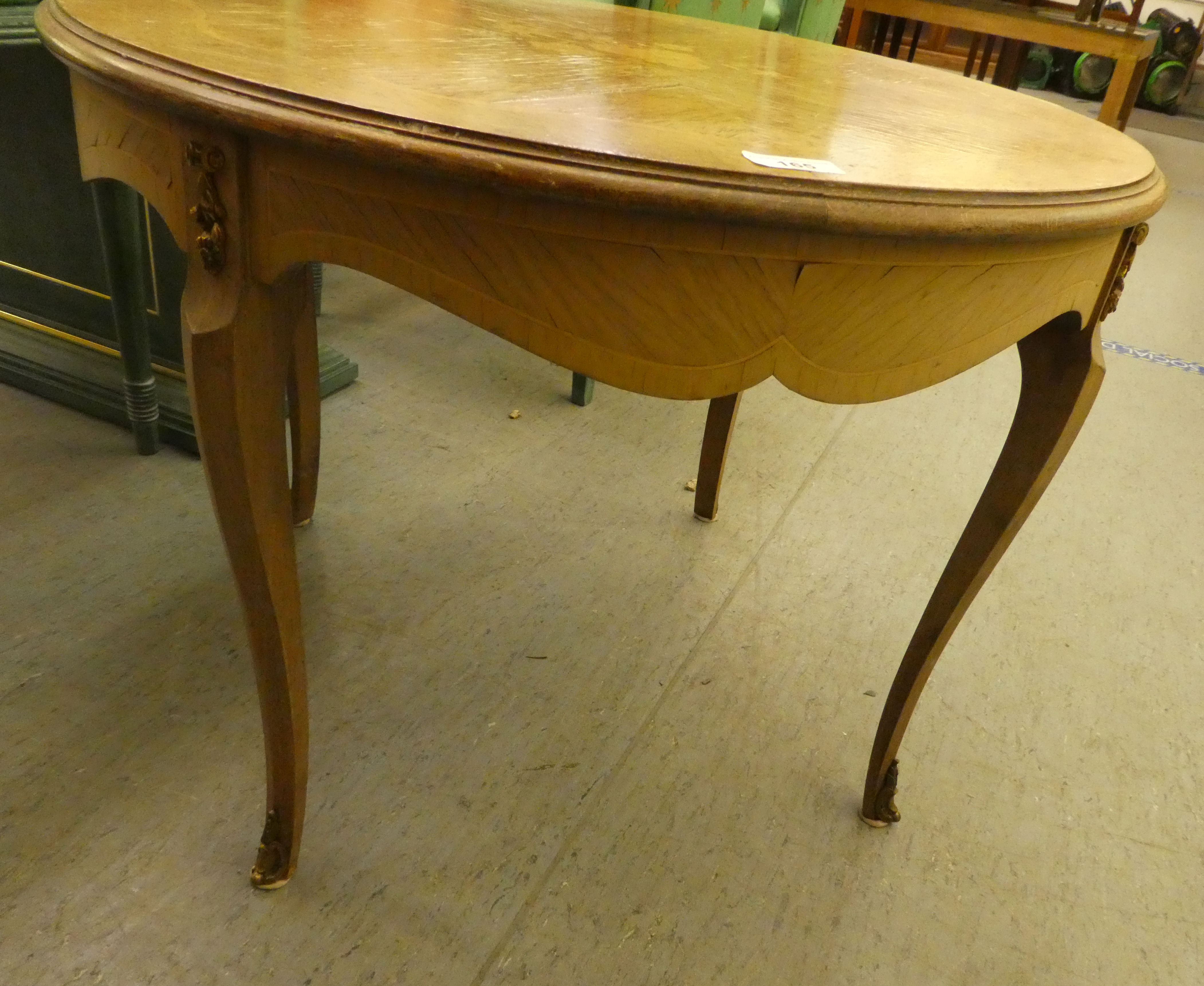 A modern Louis XV design marquetry inlaid kingwood occasional table, raised on cabriole legs  19" - Image 3 of 3