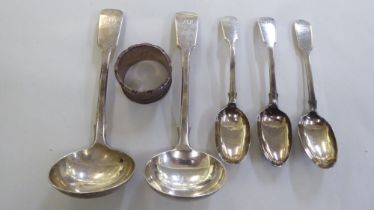 Silver collectables: to include a pair of fiddle pattern soup ladles  London 1900