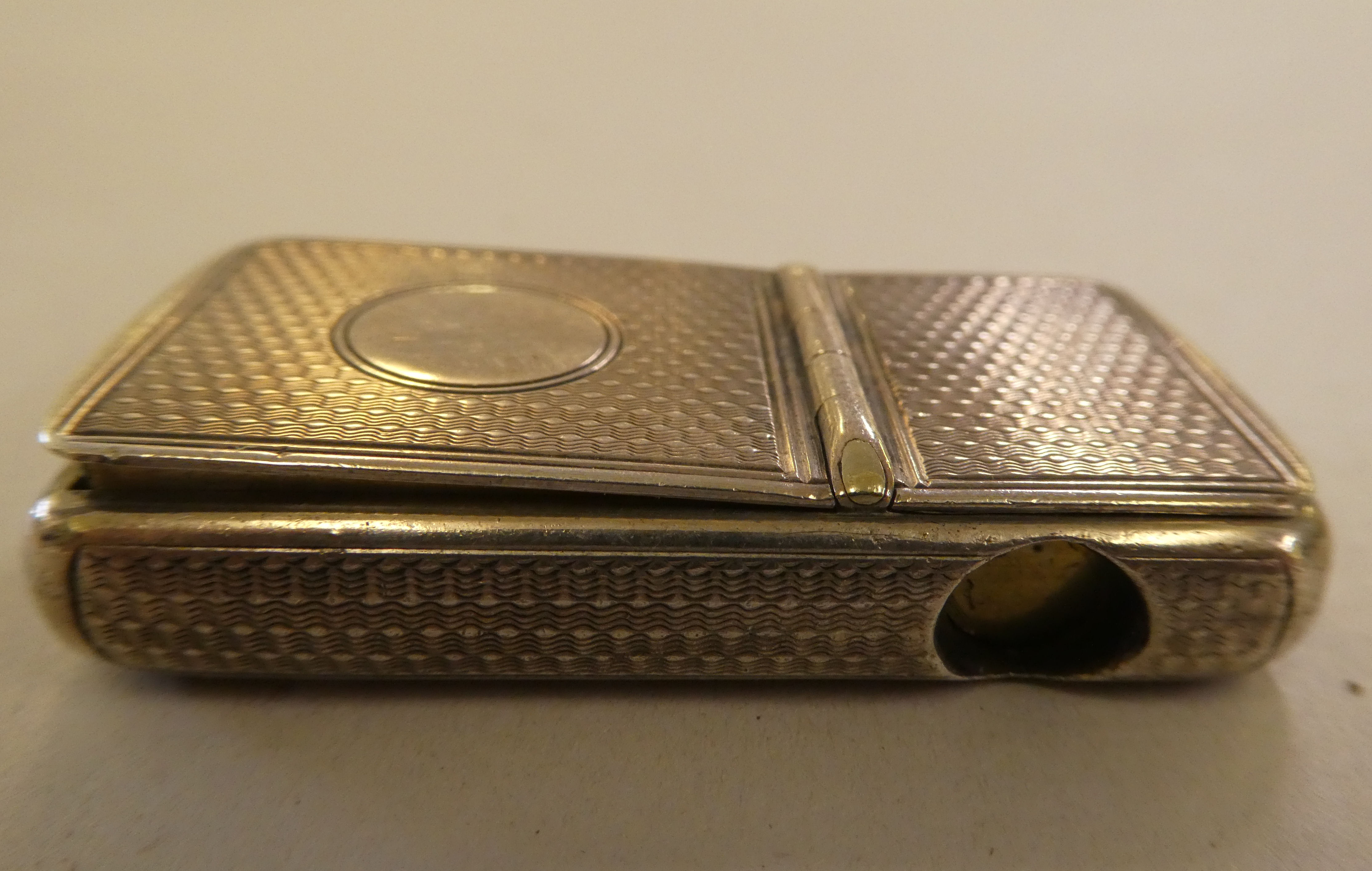 A mid Victorian cushion shape, engine turned, silver combination vesta case and cheroot cutter - Image 2 of 5