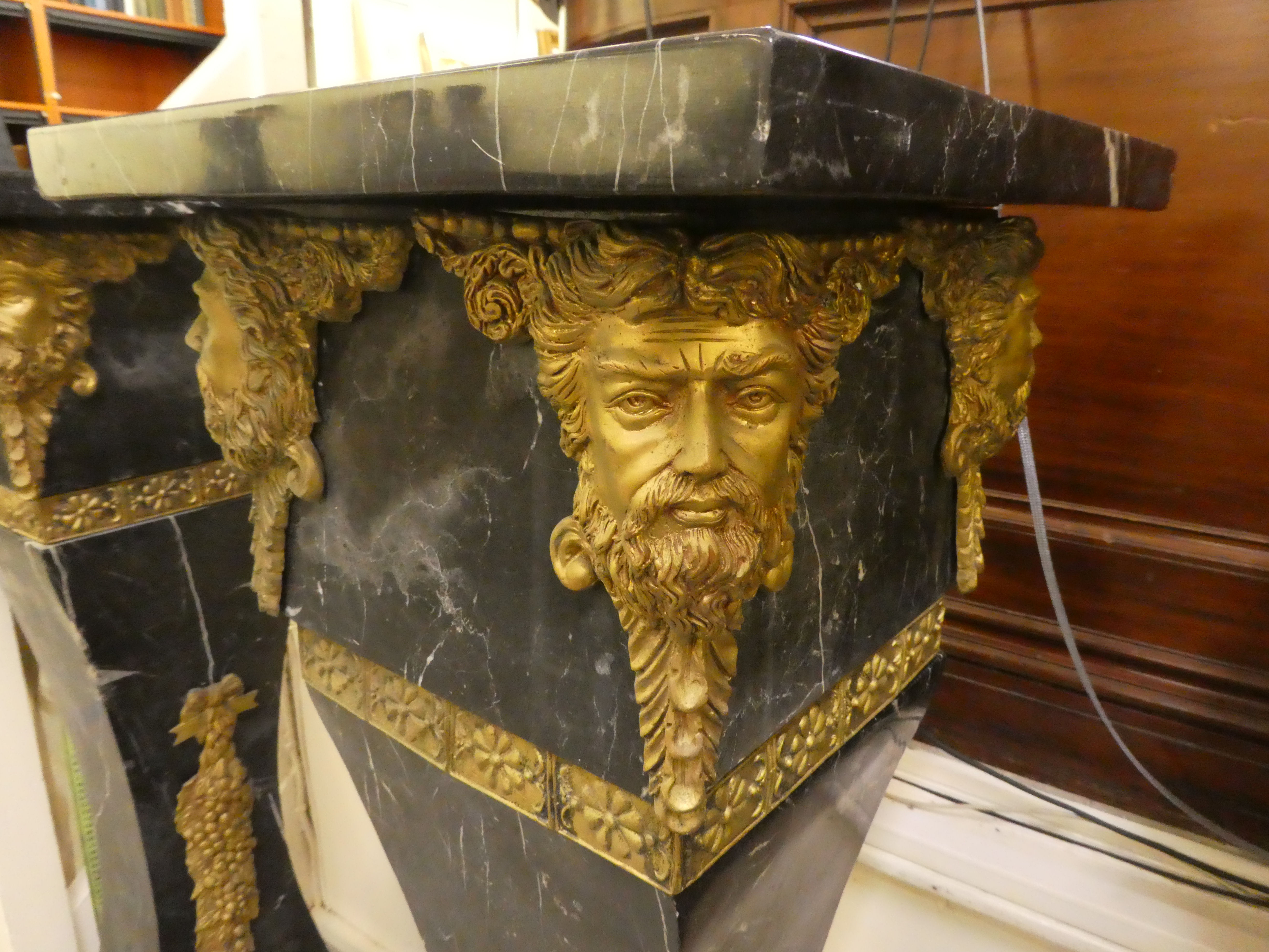 A pair of 19thC Continentally inspired, modular, marble pedestals of square, tapered form with - Image 5 of 10