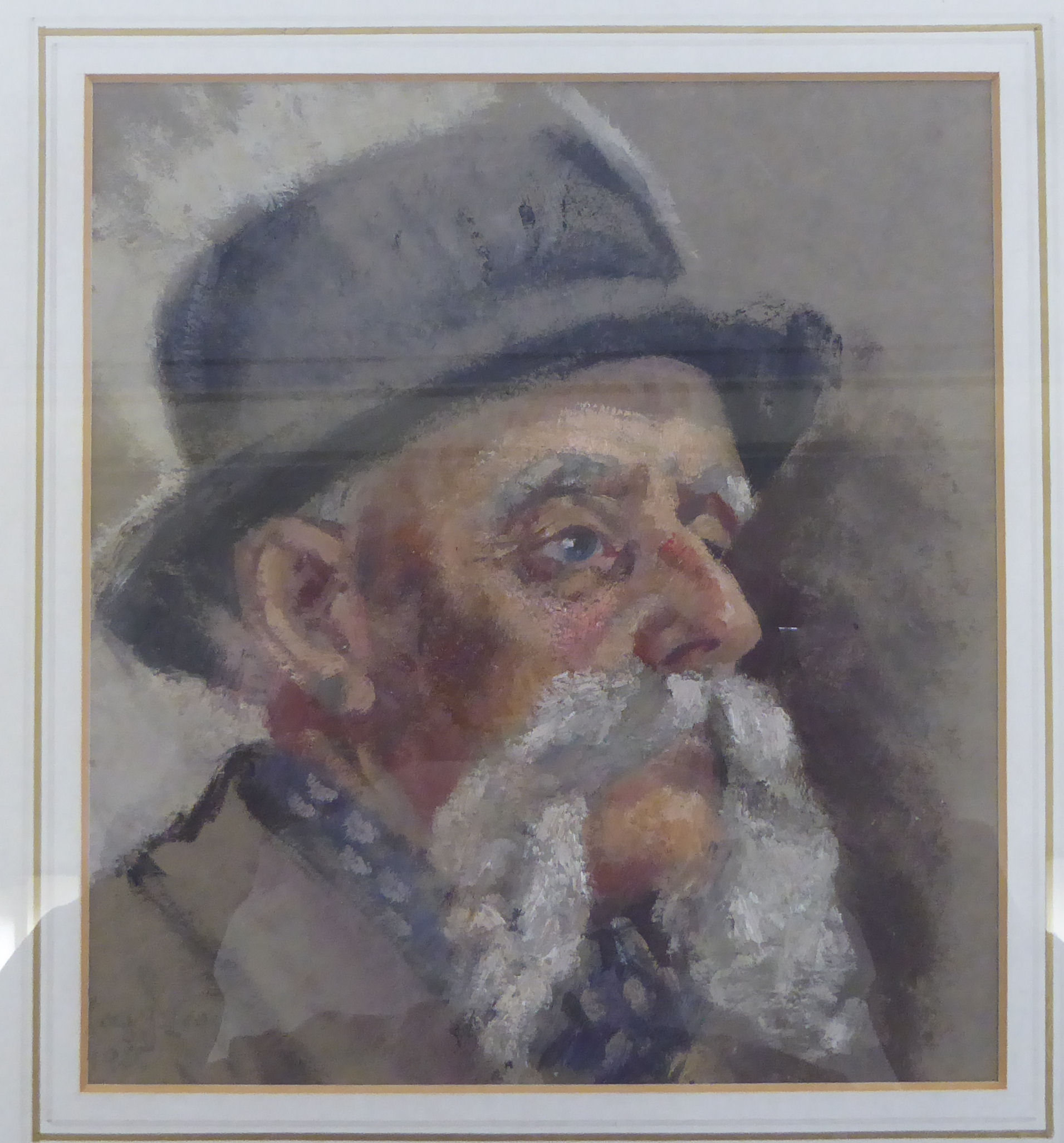 LJ Levy - a head and shoulders portrait, a gentleman with a moustache  mixed media  bears a - Image 2 of 3