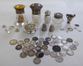 Silver and white metal collectables: to include a late Victorian pill box  London 1896