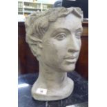 A painted plaster planter, fashioned as a young woman's head  13"h