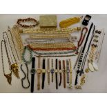Costume jewellery and other items of personal ornament: to include modern wristwatches; earrings;