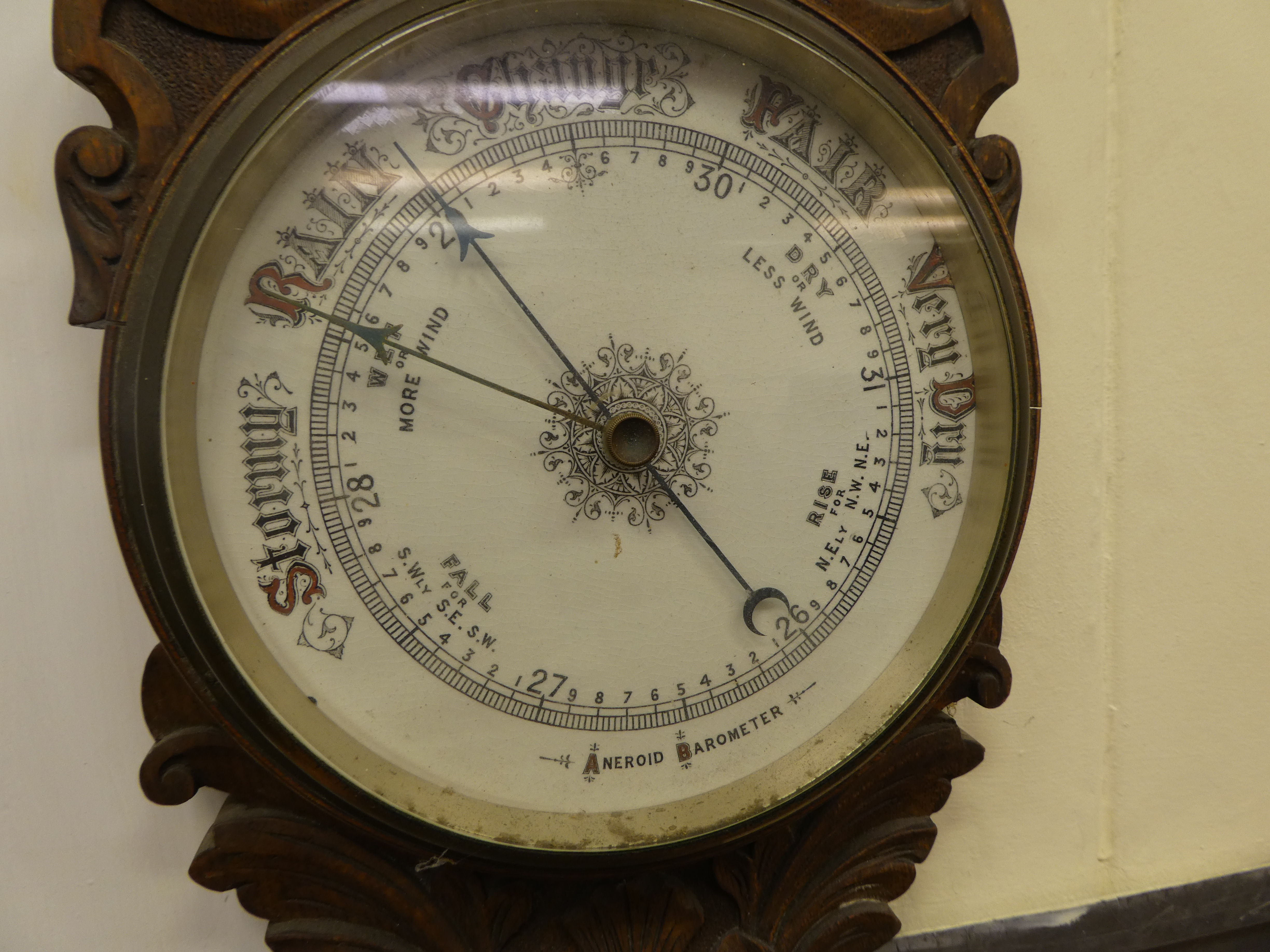 A mixed lot: to include an Edwardian oak barometer with a Roman and Arabic dial  34"h - Image 3 of 5