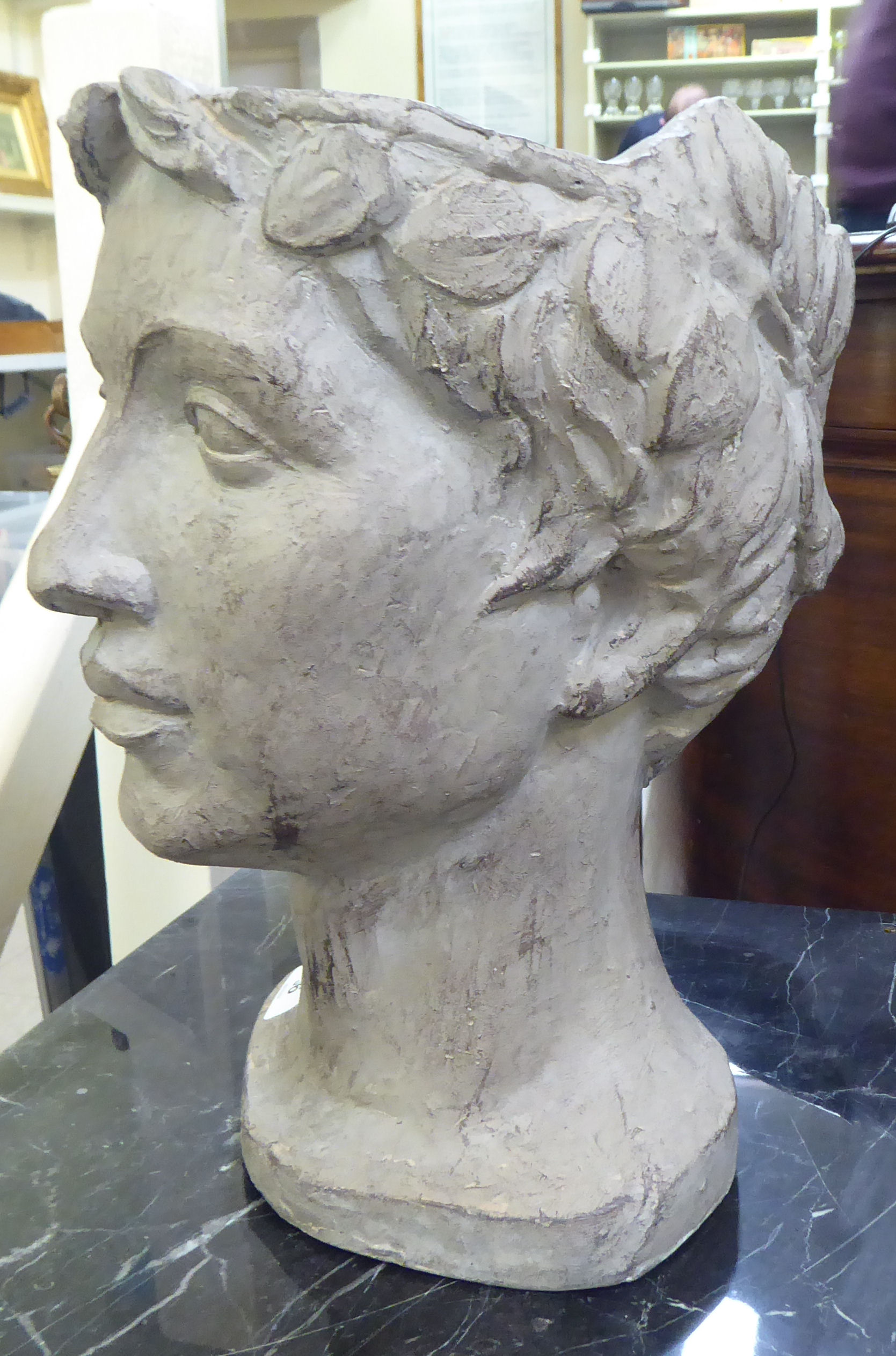A painted plaster planter, fashioned as a young woman's head  13"h - Image 2 of 5