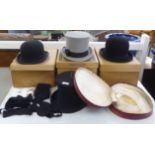 Hats: to include a Gibus folding opera top hat; and other men's fashion accessories