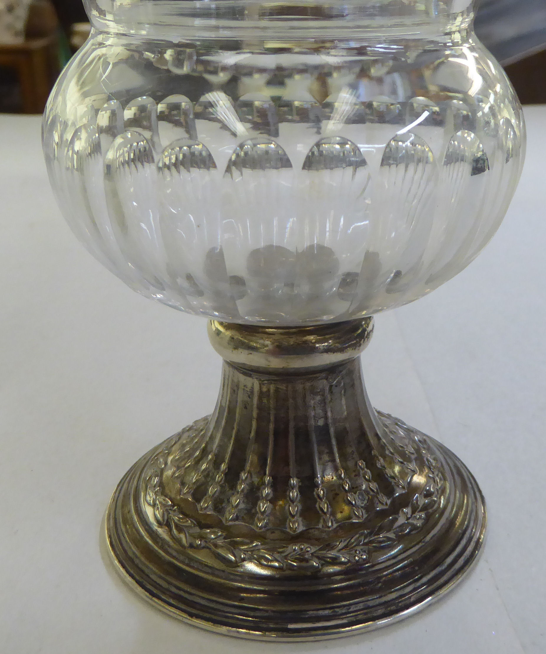 Glassware: to include a French vase with engraved floral decoration and silver mounts  7.5"h - Image 5 of 6
