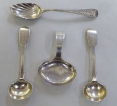 Silver spoons: to include a Georgian caddy spoon  indistinct marks