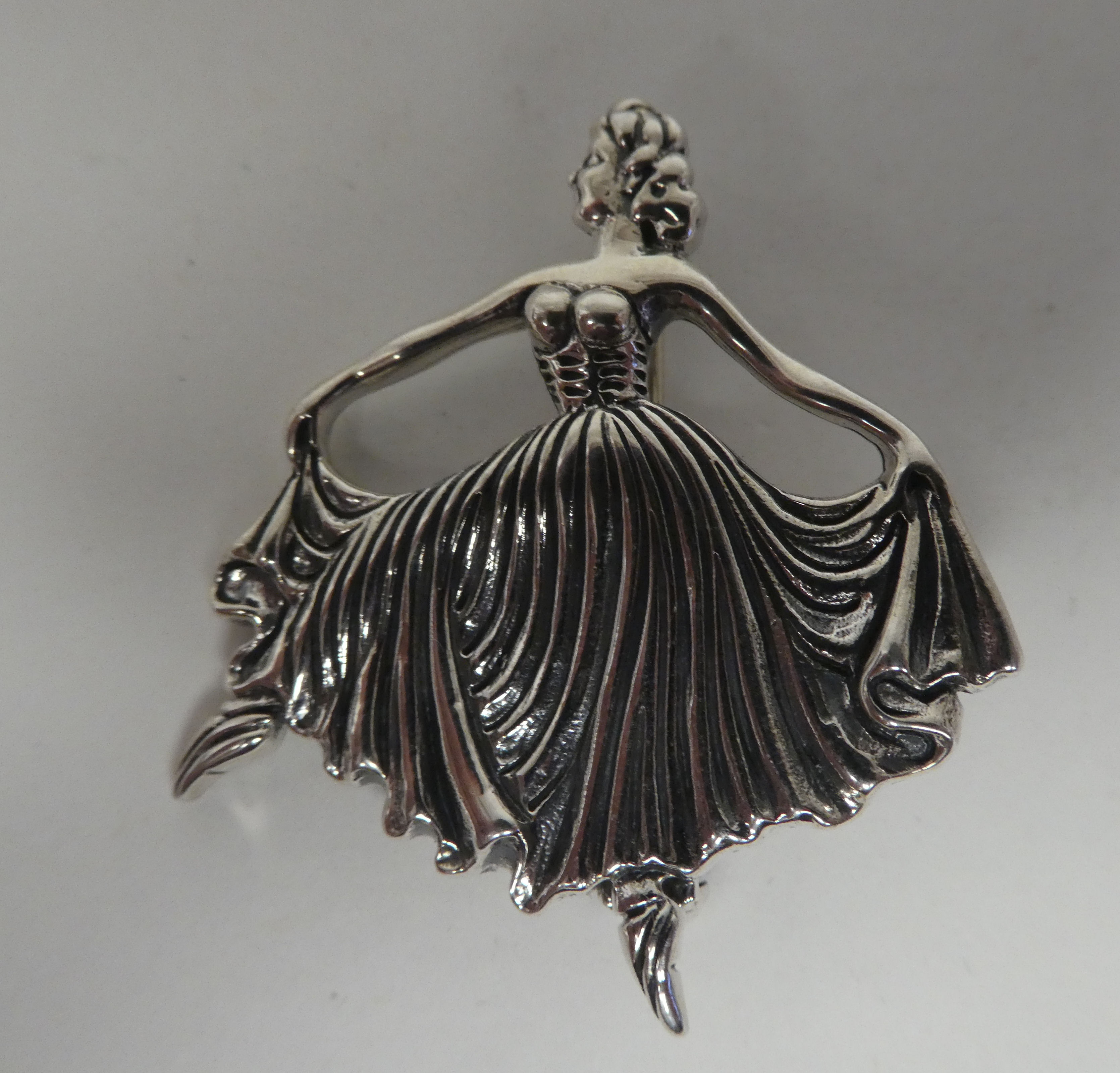 An Art Deco style silver brooch, fashioned as a ballerina  stamped Sterling