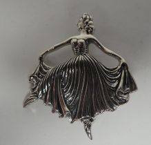 An Art Deco style silver brooch, fashioned as a ballerina  stamped Sterling