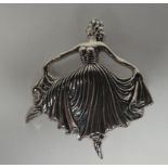 An Art Deco style silver brooch, fashioned as a ballerina  stamped Sterling