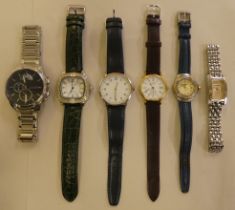 Six modern wristwatches: to include a Tommy Hilfiger stainless steel cased bracelet watch, faced