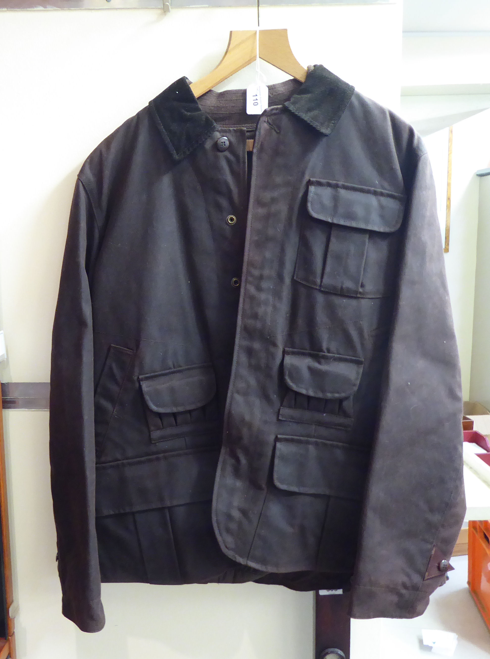 A Ralph Lauren brown oiled cotton jacket with a liner  size L