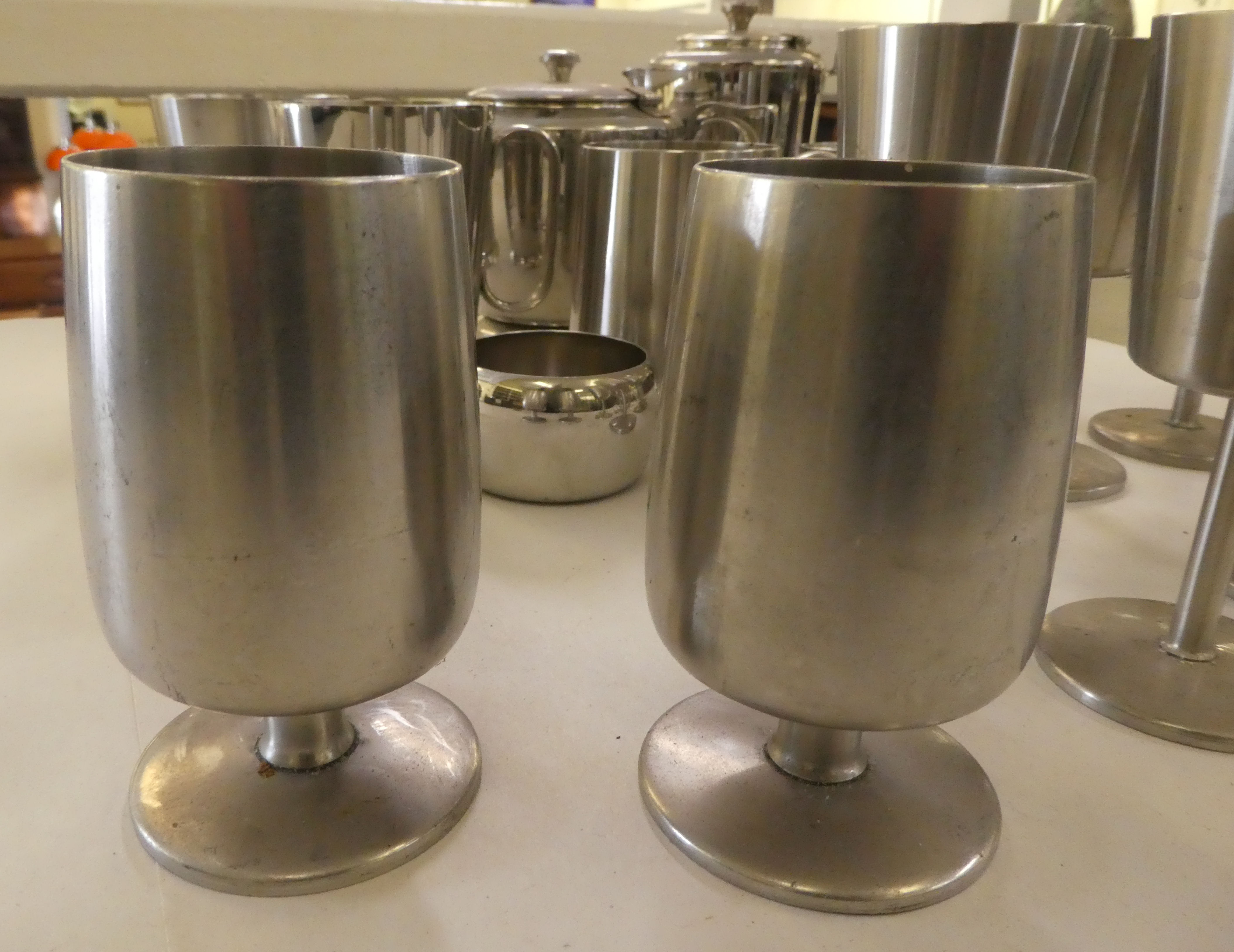 Old Hall stainless steel: to include toastracks; teapots; and hot water pots - Image 4 of 6