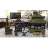 Oriental collectables: to include a china pagoda with pillar supports  12"h  14"w