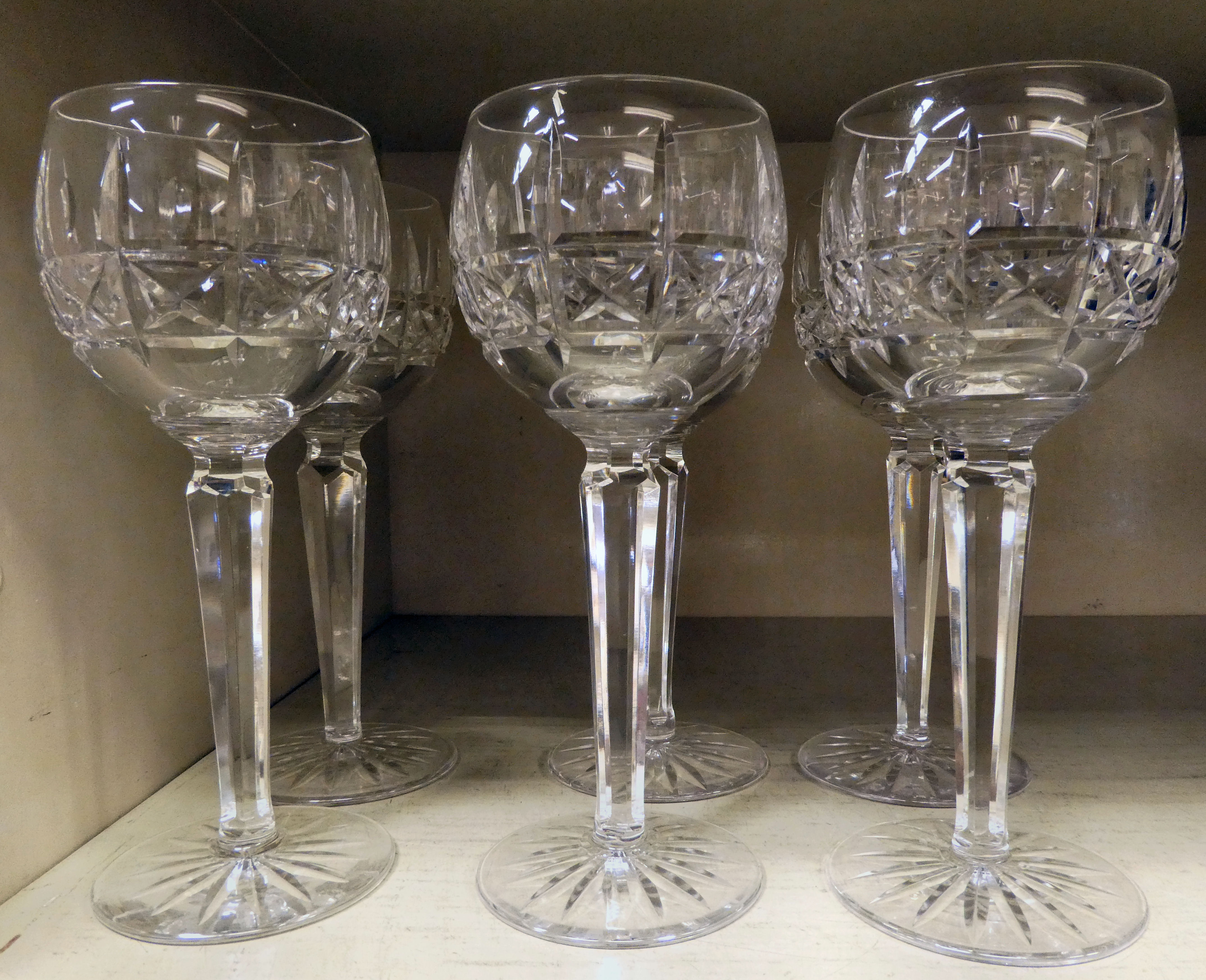A set of six Walford crystal pedestal wines