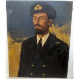 A portrait, a man wearing naval uniform  oil on board  29" x 23"