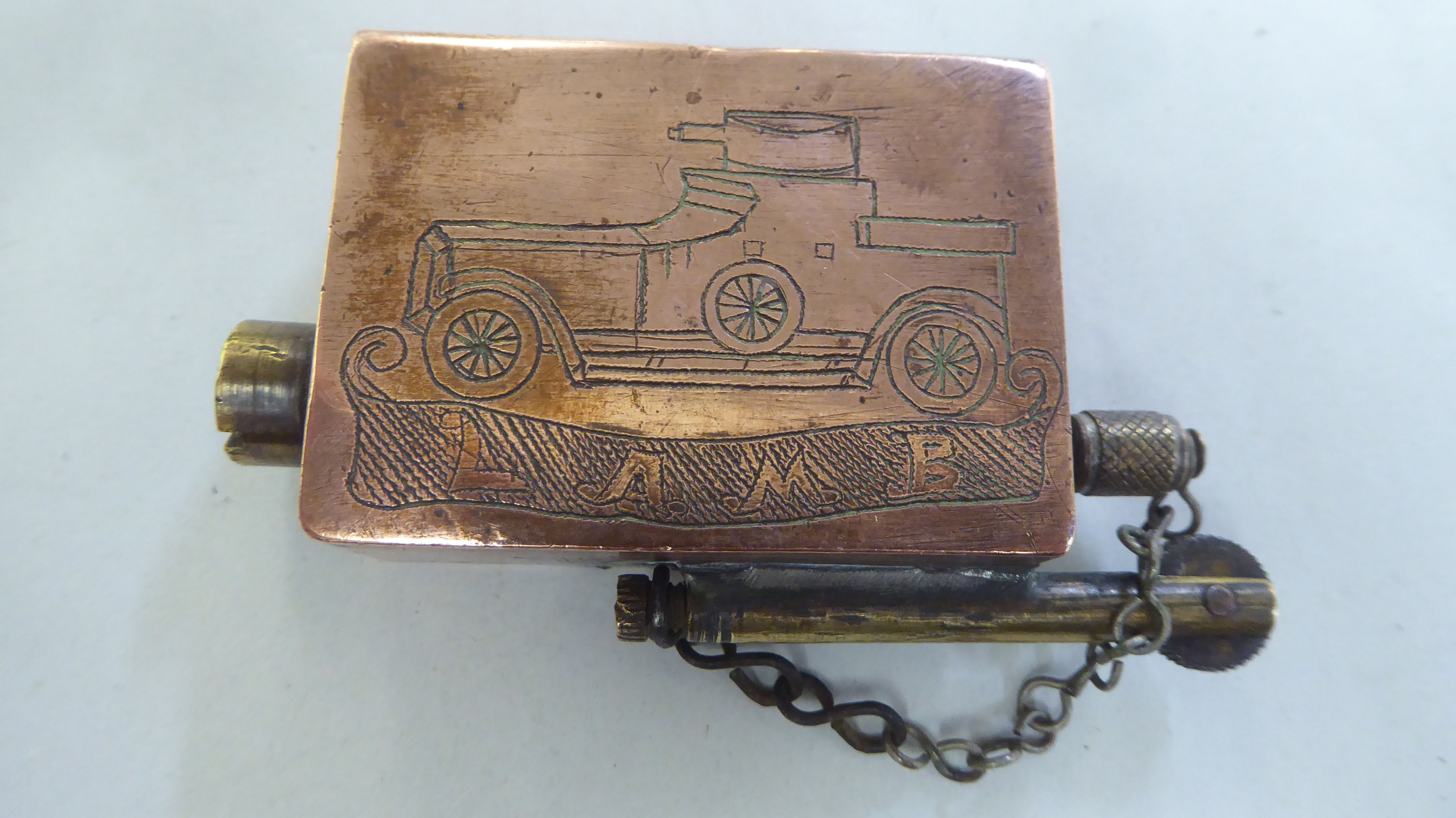 A World War II period trench art copper lighter - Image 2 of 6