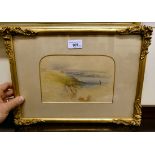 An early 20thC seascape - 'Plymouth Sands'  watercolour  6" x 8"  framed