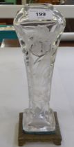 An Art Nouveau Edmond Enot glass and bronze vase, decorated with flowers  11.5"h