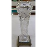 An Art Nouveau Edmond Enot glass and bronze vase, decorated with flowers  11.5"h