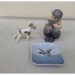 Royal Copenhagen porcelain collectables: to include a dog  no.3170  3.5"h