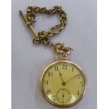 A 1920s/1930s gold plated pocket watch, the movement faced by an Arabic dial; and a gold plated