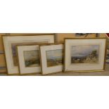 Four framed watercolours: to include E.Duncan - a hillside view  bears a signature & dated 1859