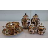 Royal Crown Derby china collectables: to include a cup and saucer, decorated in the Imari palette