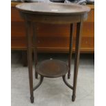 An Edwardian string inlaid mahogany and foliage marquetry centre table, raised on square, tapered