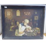 Early 20thC British School - 'A Clock and Watchmaker in His Workroom'  oil on canvas  18" x 24"