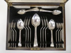 A canteen of silver Old English pattern flatware  comprising six place settings  Viners  Sheffield