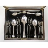 A canteen of silver Old English pattern flatware  comprising six place settings  Viners  Sheffield