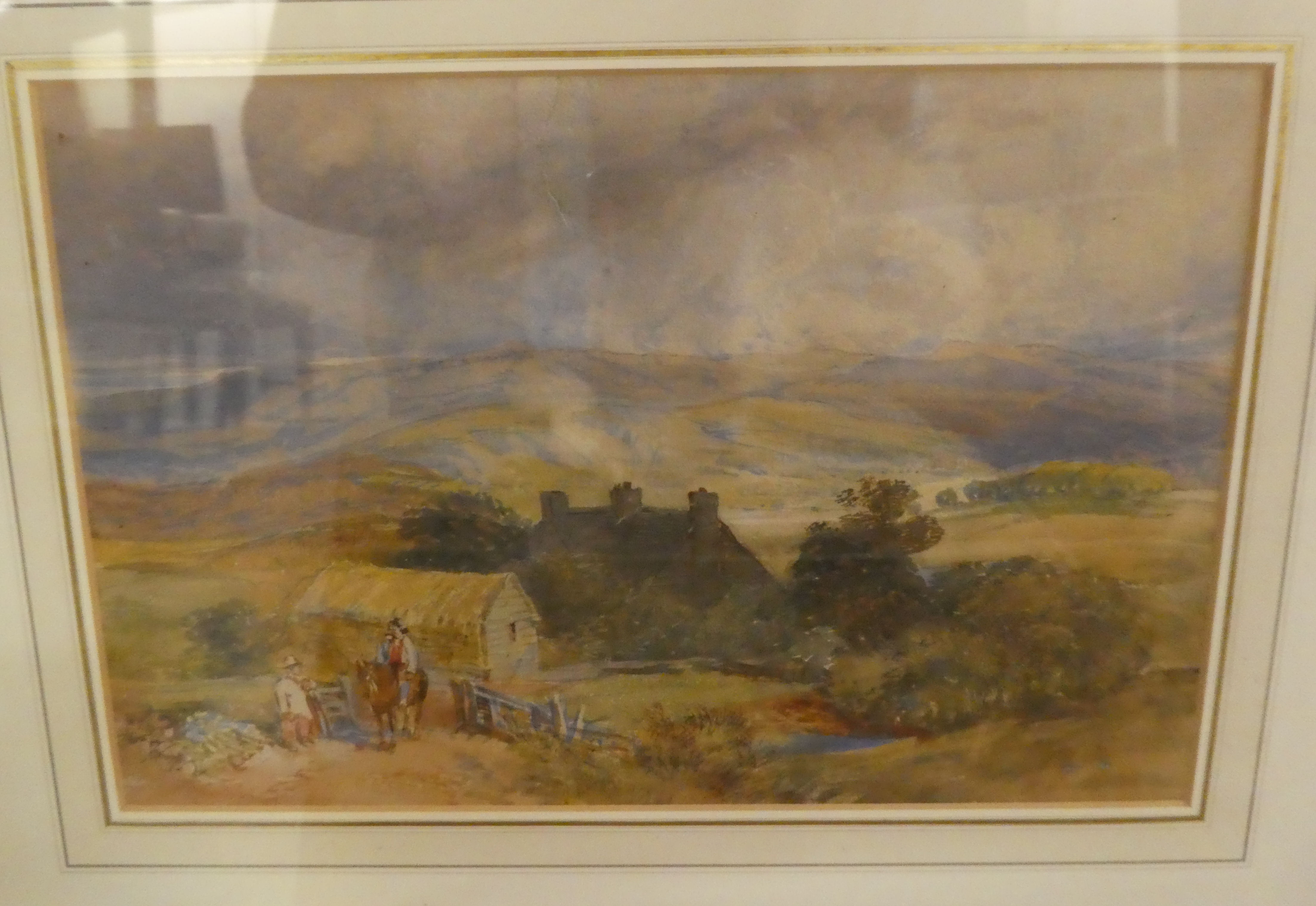 Four framed watercolours: to include E.Duncan - a hillside view  bears a signature & dated 1859 - Image 6 of 8