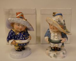 Two similar Royal Crown Derby Mansion House china figures, each depicting a portly man,