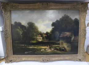 19thC British School - a Constable inspired landscape  oil on canvas  20" x 30"  framed