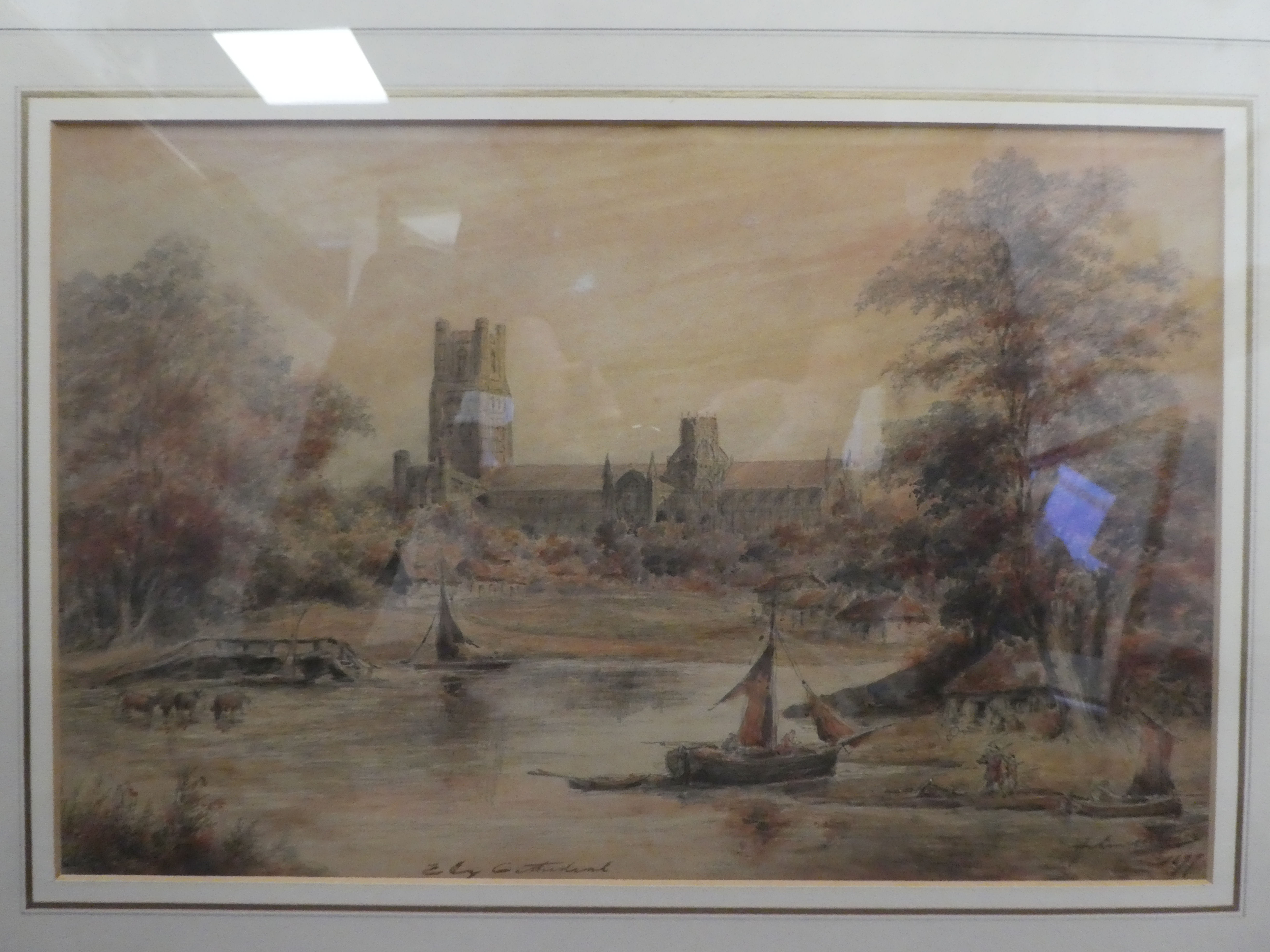Holmer EC Winter - 'Ely Cathedral'  watercolour  bears an inscription, signature & label verso - Image 2 of 5