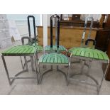 In the manner of Allmilmo - A set of six modern chromium plated framed chairs with four green